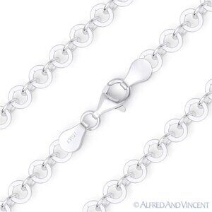 5mm Round Drop Flat-Disc Link Chain Necklace in .925 Italy Sterling Silver - 22"
